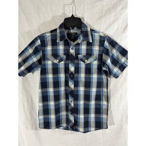 Canyon River Blues Boys Medium (10/12) Blue Plaid Cotton Short Sleeve Shirt